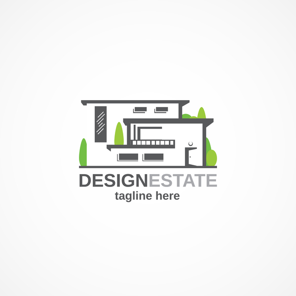 Green with black estate logo design vector