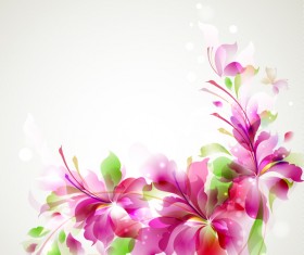 Green with pink flower shining background vector