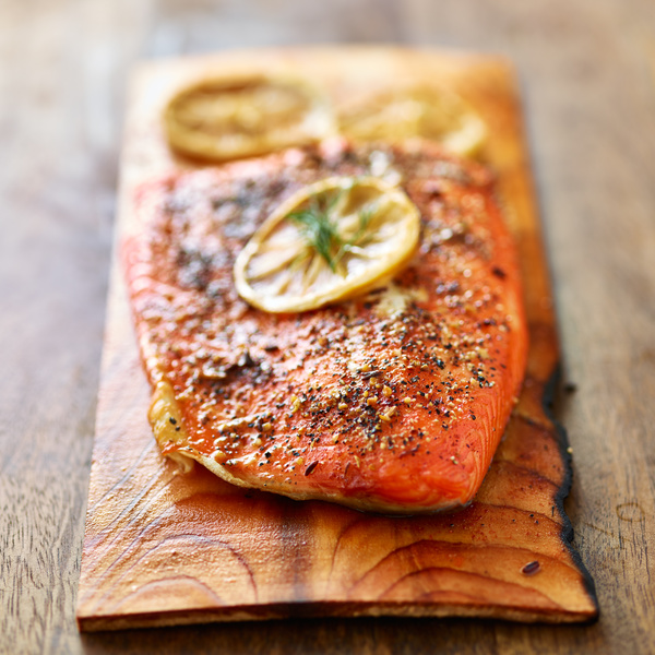 Grilled salmon with lemon slices of vanilla HD picture 02