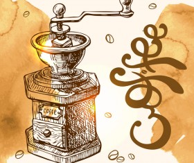 Hand drawn sketch coffee elements vector 05