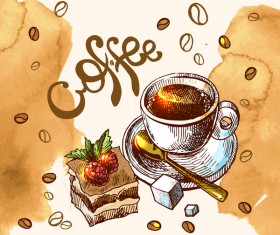 Hand drawn sketch coffee elements vector 11