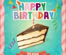 Happy birthday vintage template vectors 01
