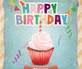 Happy birthday vintage template vectors 02