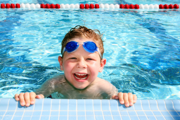 Happy swimming Boys Stock Photo