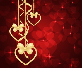 Heart decorative with valentine red background vector 02