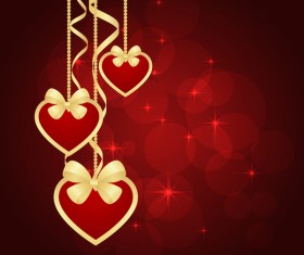 Heart decorative with valentine red background vector 03
