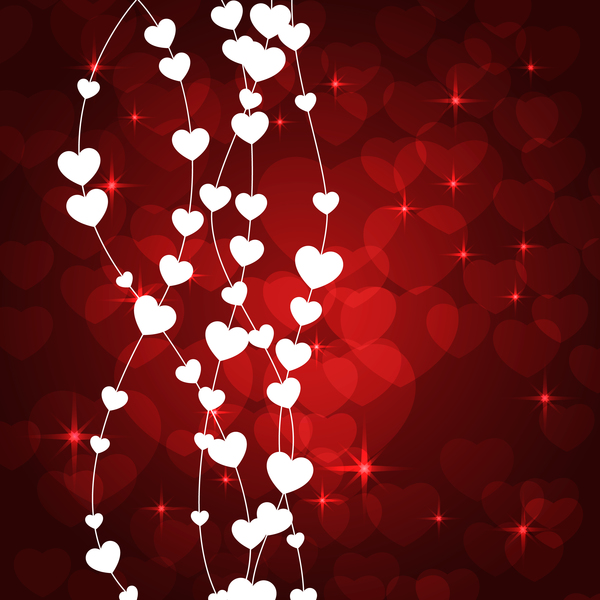 Heart decorative with valentine red background vector 04