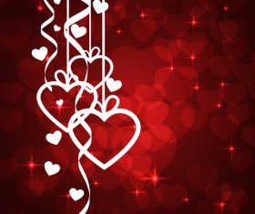 Heart decorative with valentine red background vector 05