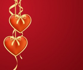 Heart decorative with valentine red background vector 07