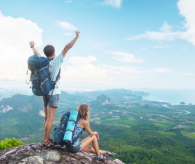 Hikers on the mountain HD picture