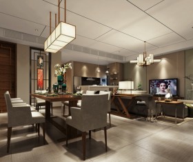 Home living room restaurant integration Stock Photo