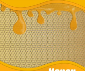 Honeycomb background with honey drop vector