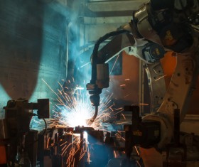 Intelligent Robot in Welding Stock Photo