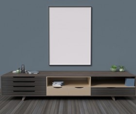 Interior with White Picture Frame Stock Photo 01