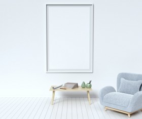 Interior with White Picture Frame Stock Photo 04