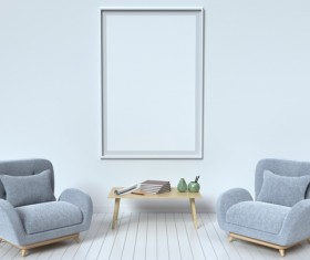 Interior with White Picture Frame Stock Photo 05