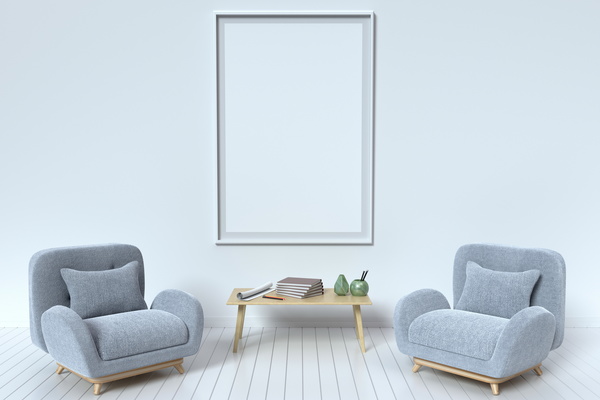 Interior with White Picture Frame Stock Photo 05