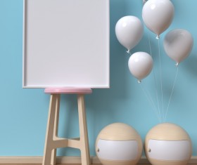 Interior with White Picture Frame Stock Photo 08