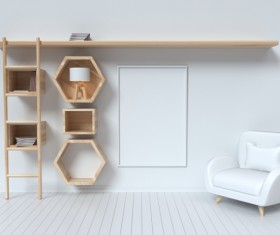 Interior with White Picture Frame Stock Photo 09