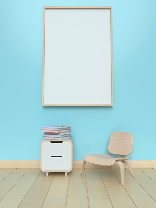 Interior with White Picture Frame Stock Photo 11
