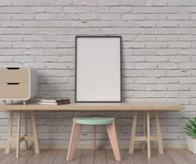 Interior with White Picture Frame Stock Photo 13