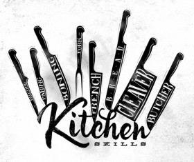 Kitchen knife poster template vector 01