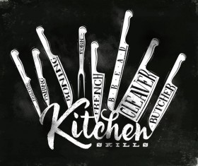 Kitchen knife poster template vector 02