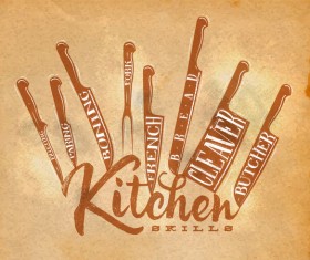 Kitchen knife poster template vector 03