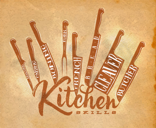 Kitchen knife poster template vector 03