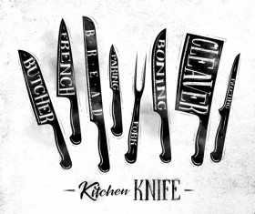 Kitchen knife poster template vector 04