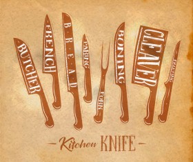 Kitchen knife poster template vector 06
