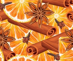 Lemon slices and spices seamless pattern vector 03