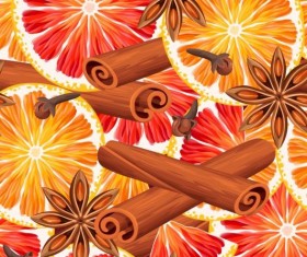 Lemon slices and spices seamless pattern vector 04