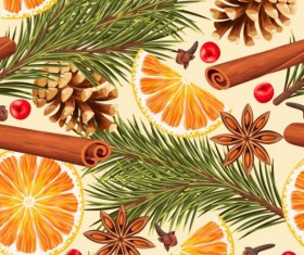 Lemon slices and spices seamless pattern vector 07