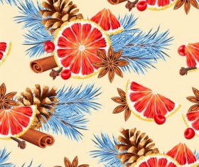 Lemon slices and spices seamless pattern vector 09