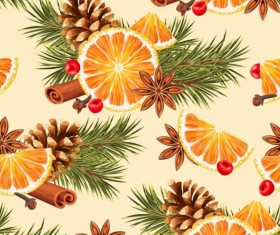 Lemon slices and spices seamless pattern vector 10