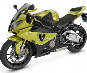 Light green motorcycle Stock Photo