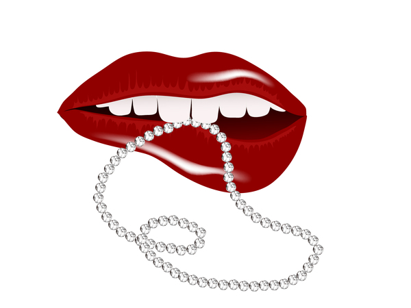 Luxury diamond and red lips vector illustration 03