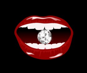 Luxury diamond and red lips vector illustration 04