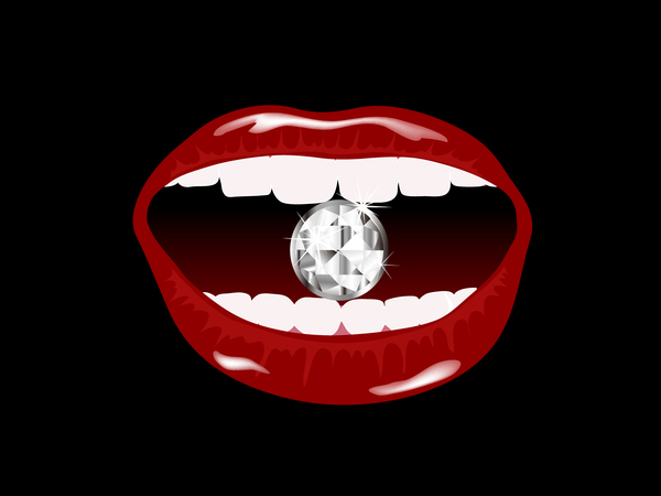 Luxury diamond and red lips vector illustration 04