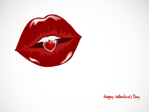 Luxury diamond and red lips vector illustration 05