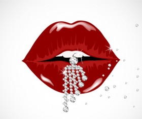 Luxury diamond and red lips vector illustration 06