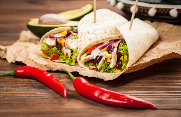 Mexican Burritos with red peppers Stock Photo 01