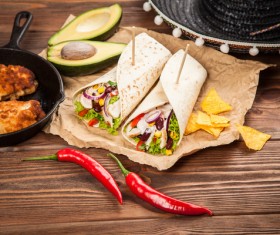 Mexican Burritos with red peppers Stock Photo 03