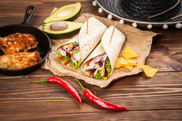 Mexican Burritos with red peppers Stock Photo 03
