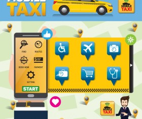 Mobile taxi service application infographic vector 02