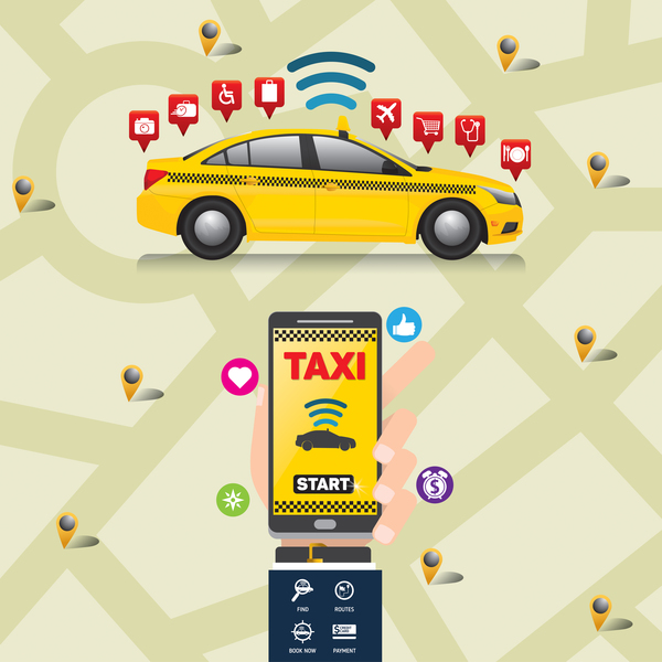 Mobile taxi service application infographic vector 03