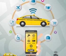 Mobile taxi service application infographic vector 04