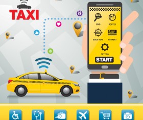 Mobile taxi service application infographic vector 05