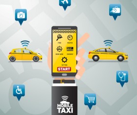 Mobile taxi service application infographic vector 06